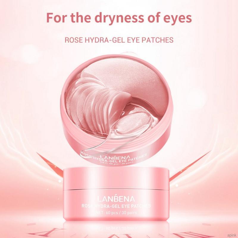 [Hàng mới về] Bộ 60 cái mặt nạ mắt collagen hoa hồng dưỡng ẩm làm sáng da Lanbena