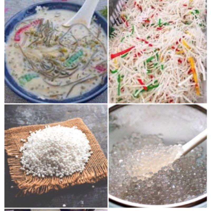 200g bột báng , bột khoai , hạt lựu , cốm anh nấu chè