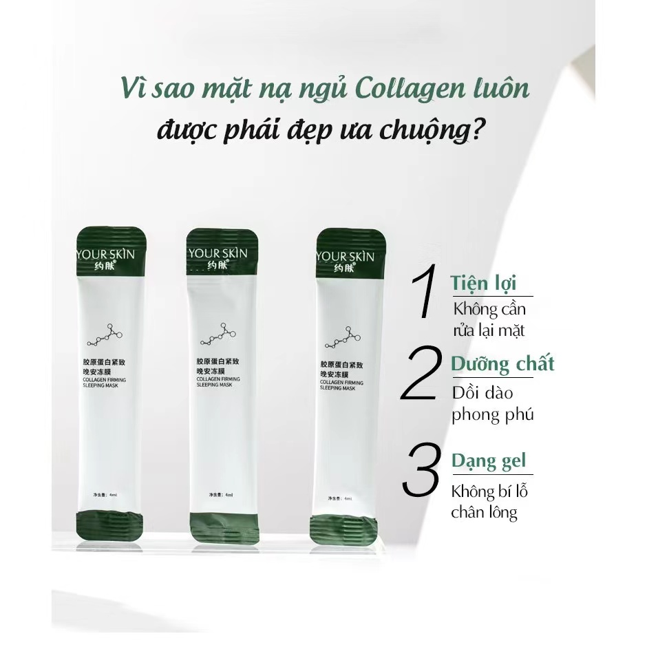 Mặt nạ ngủ collagel dưỡng ẩm trắng da thạch cấp nước BIOAQUA nội địa trung 4ml / chiếc