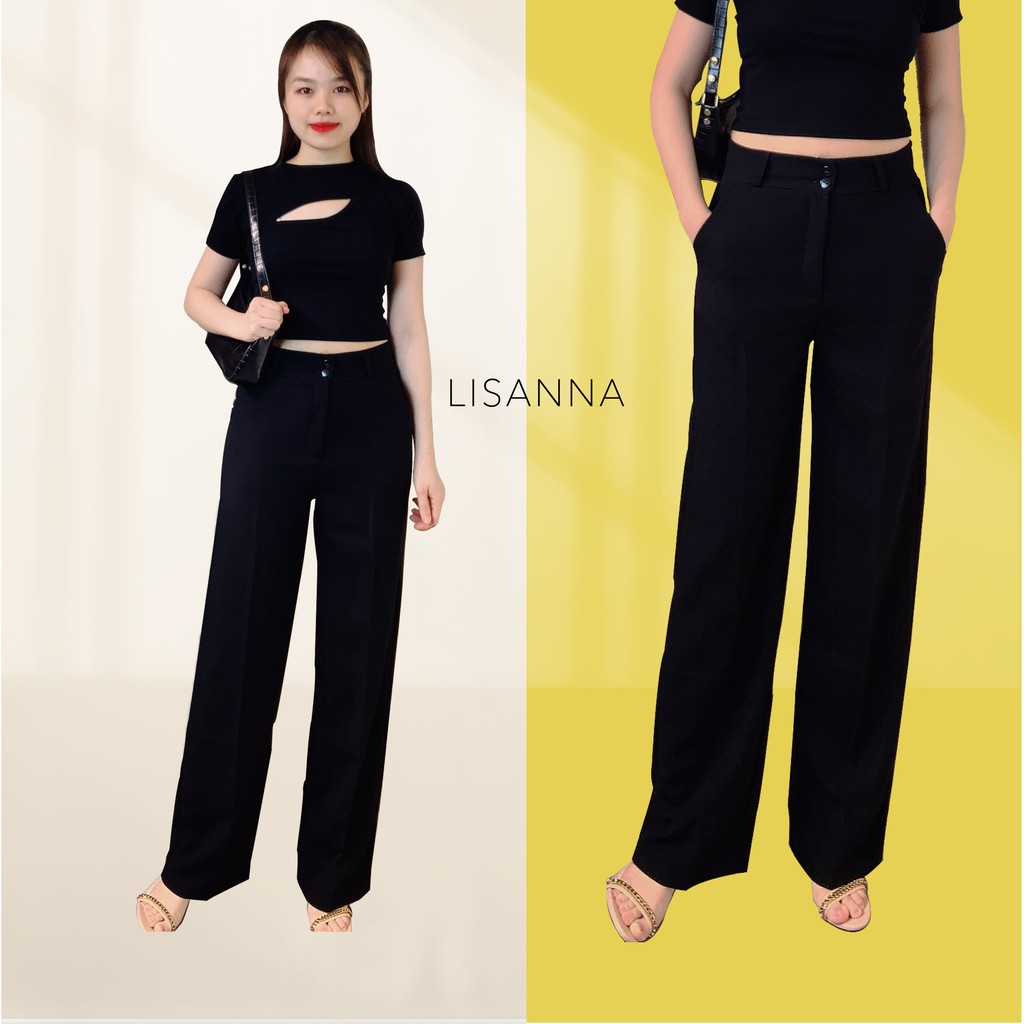Quần suông ống rộng lưng cao LISANNA
