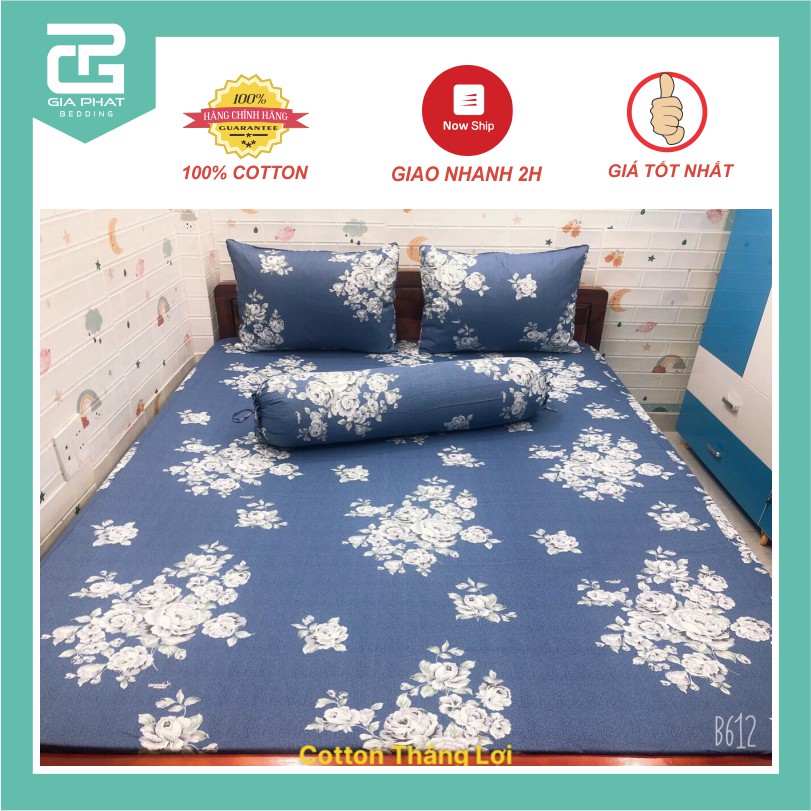 Bộ ga gối Thắng lợi cotton 100% hàng chuẩn có in logo