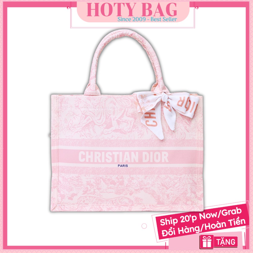 [Freeship] Túi Xách Nữ Book Tote Hồng Họa Tiết Thổ Cẩm