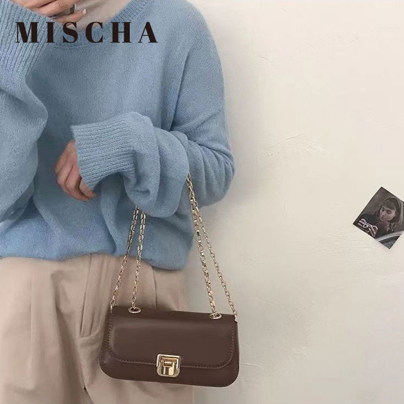 Mischa Túi Xách Da PU Màu Trơn Phong Cách Phương Tây Thời Trang Cao Cấp