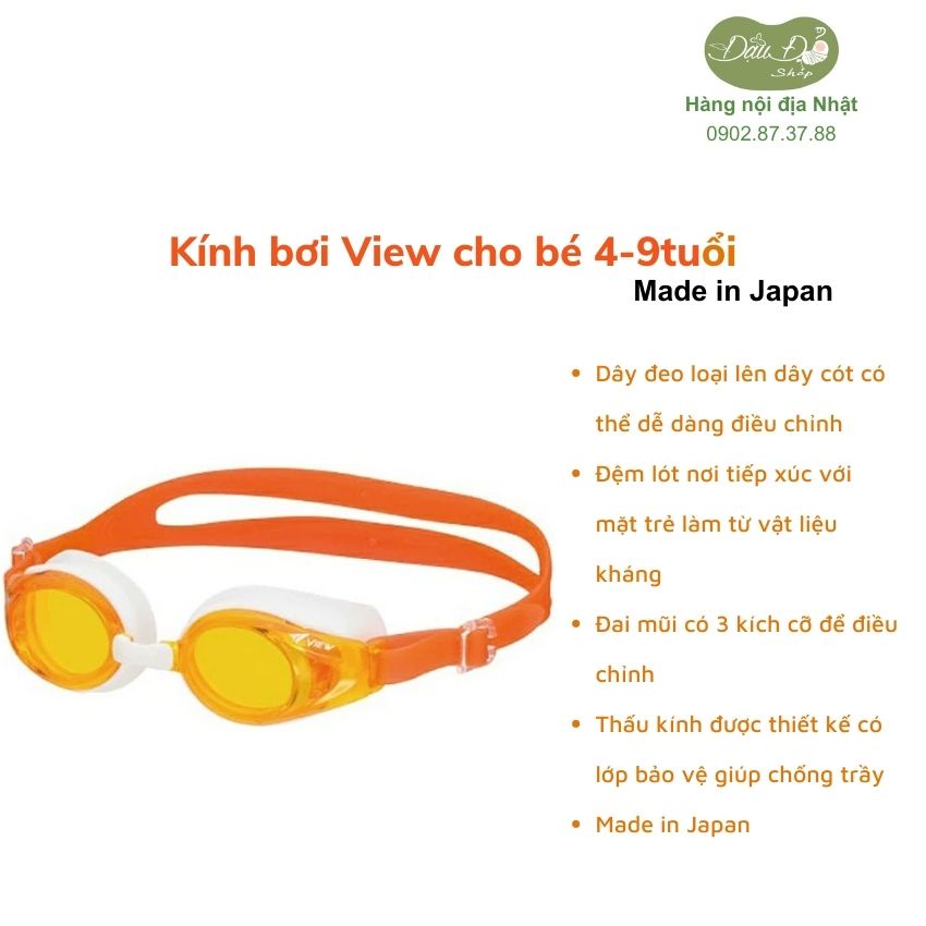 [MADE IN JAPAN - NHIỀU MÀU] kính bơi Nhật chống tia UV, kháng khuẩn hiệu View cho bé từ 4-9 tuổi