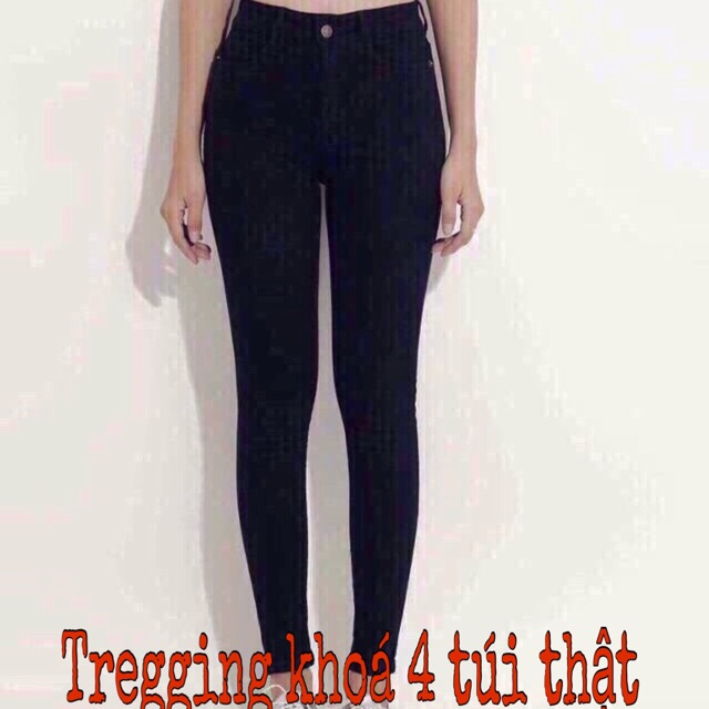 Quần legging khoá 4 túi thật (cotton)