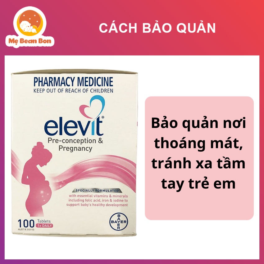 Elevit Bầu 100 viên/ Elevit sau sinh 60 viên của Úc bổ sung Vitamin C D3 Axit Folic cho bà bầu và bé trước và sau sinh