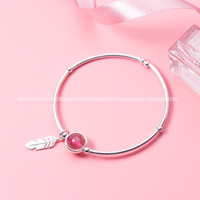[GIÁ BUÔN] Vòng tay bạc/ lắc bạc mix hạt T.Anh dâu hồng - Hàng VIP loại 1 PH942