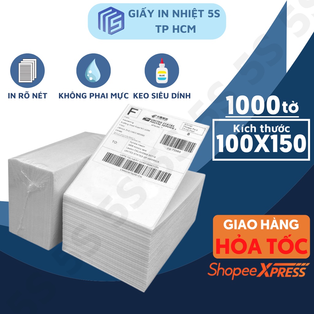 Giấy In Nhiệt 5S Khổ A6 1000 tờ In Bill, In Đơn Hàng Thương Mại Điện Tử Siêu Rẻ