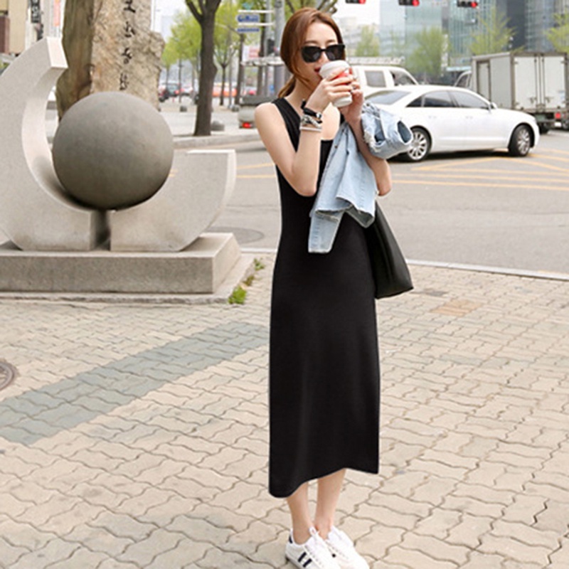 Đầm IELGY dáng chữ A không tay màu đen/xám dành cho nữ