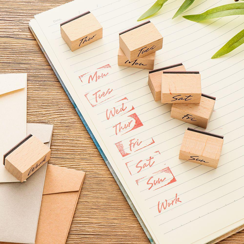 Con Dấu Gỗ In Chữ Handmade Trang Trí Sổ Tay DIY