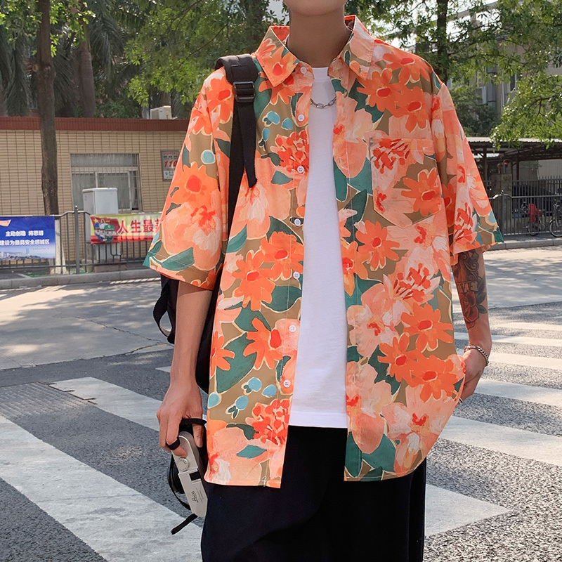 Korean fashion short-sleeved shirt 2021. Men's and women's short-sleeved shirt