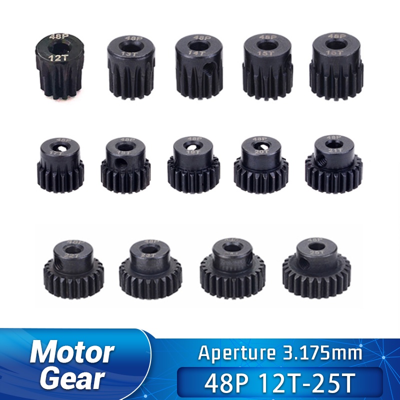 48DP 3.175mm 12t 13t 14t 15t 16T 17t 18T 19T 20T 22T 24T 25T Thép Đen Kim Loại Bánh Răng Động Cơ Bán