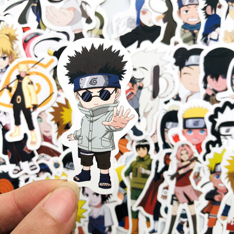 flowersqueen Set 50 sticker hình nhân vật hoạt hình Naruto dễ thương trang trí điện thoại máy tính xách tay vali