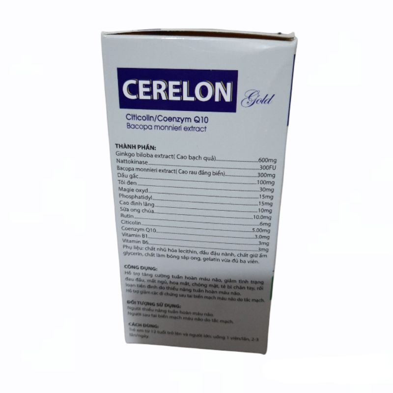 Hoạt huyết dưỡng não CERELON GOLD Citicolin - Tăng cường lưu thông máu não ,phòng ngừa tai biến