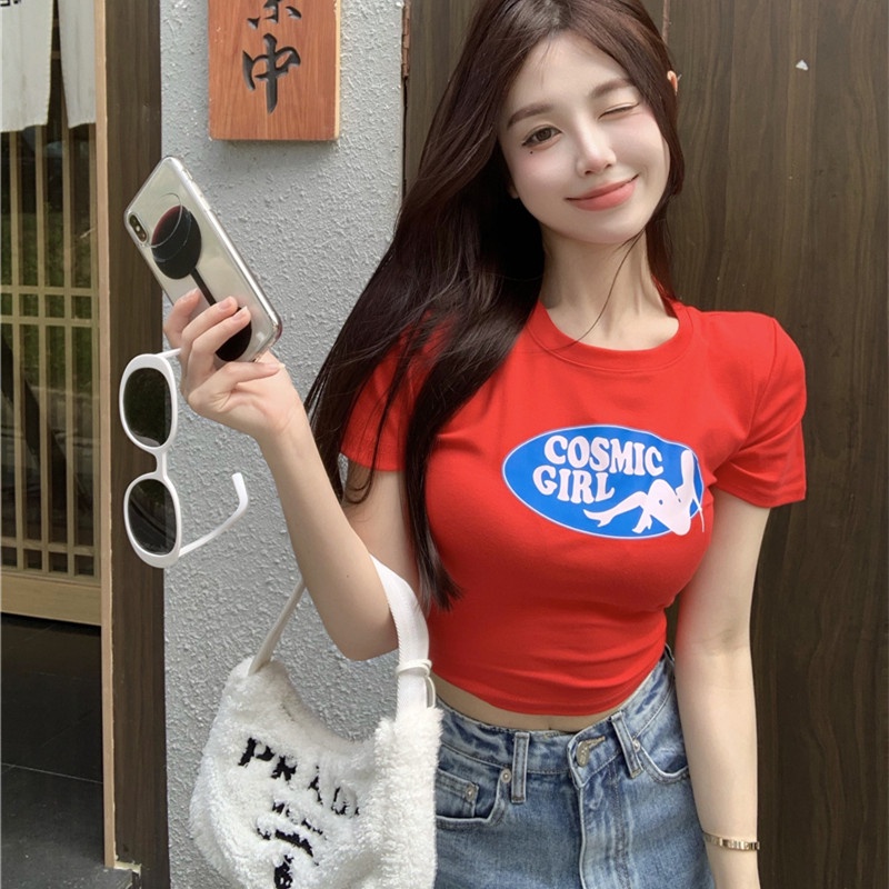 Áo Thun Tay Ngắn Cổ Tròn In Họa Tiết Thời Trang