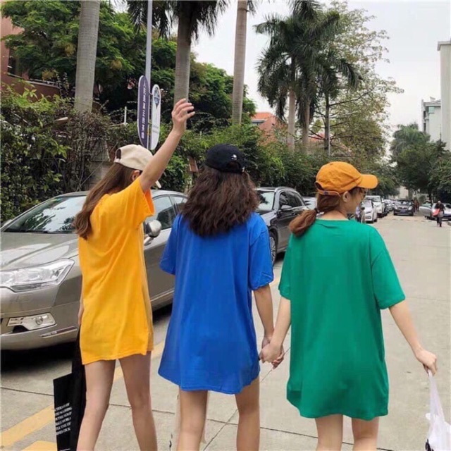 Áo Thun Trơn  Unisex Tay Lỡ Nam Nữ Cổ Tròn 10 Màu From Rộng