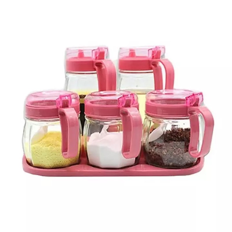 Set bộ 5 lọ thủy tinh đựng gia vị có tay cầm