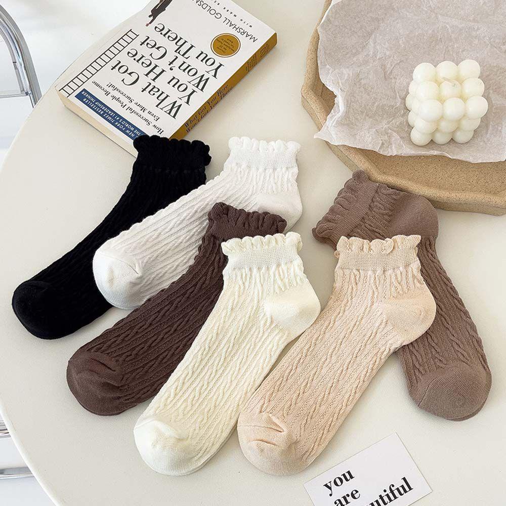 Vớ Cotton Cổ Thấp Họa Tiết Dễ Thương Nhiều Màu Phong Cách Hàn Quốc Thời Trang Cho Nữ