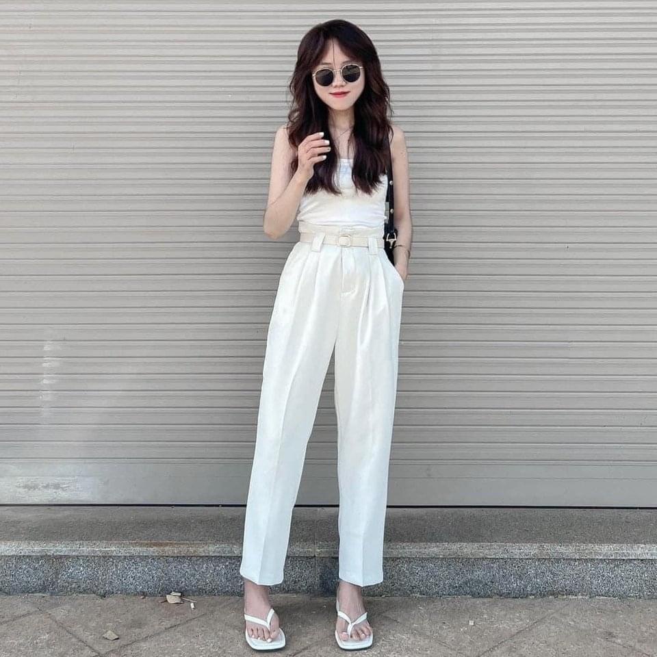 Quần baggy nữ lưng cao công sở đi học ZENA kèm đai Q306