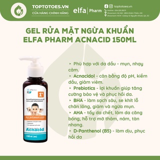 Gel rửa mặt ngừa khuẩn Elfa Pharm Acnacid dành cho da mụn - 150ml [NHẬP KHẨU CHÍNH HÃNG 100%]