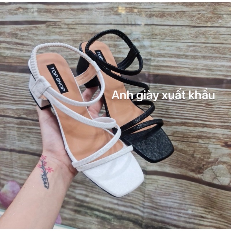 SD35- Sandal nữ da lì dây mảnh quai chữ z gót vuông 3p phong cách trẻ trung VNXK( ảnh thật, kèm video )