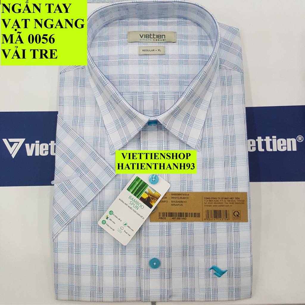 (0056 Sn) ÁO SƠ MI VIỆT TIẾN NGẮN TAY VẠT NGANG VẢI TRE