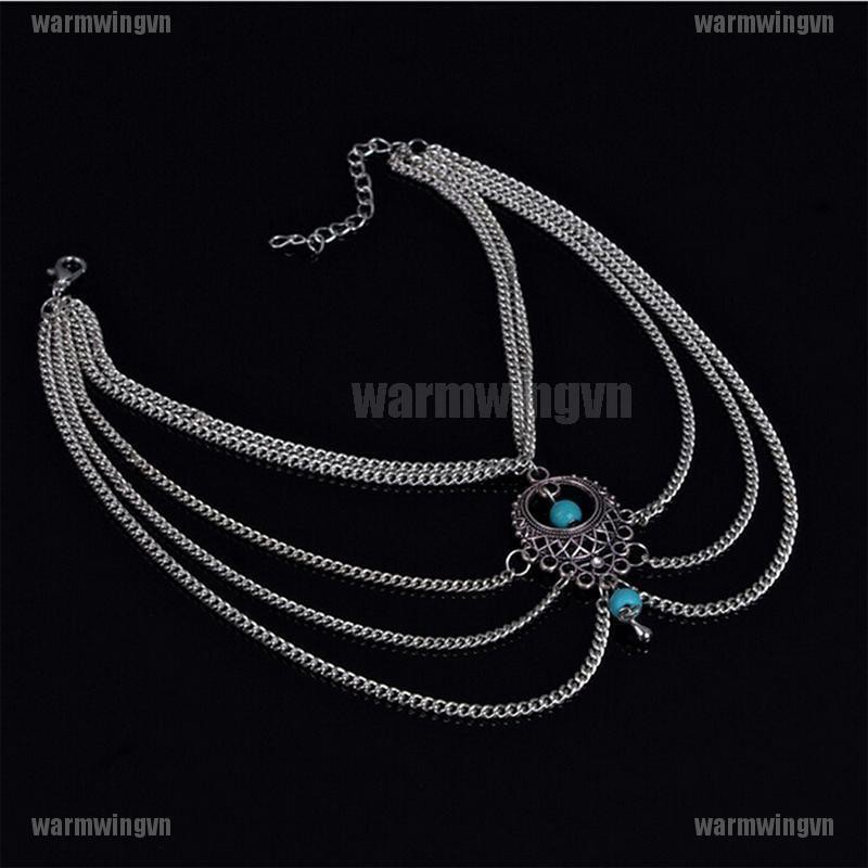 Lắc Chân ĐíNh Đá NgọC Lam Phong CáCh Boho