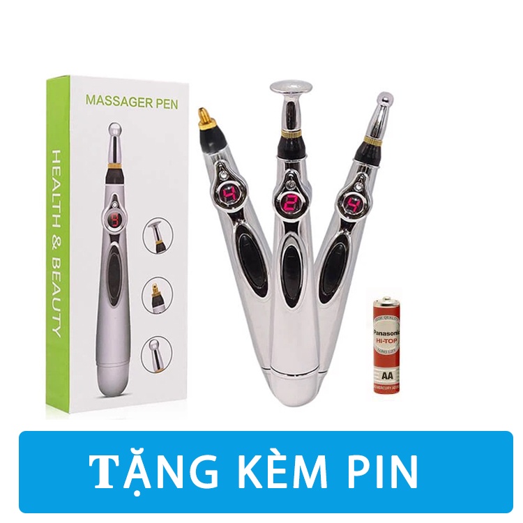 Bút massage châm cứu huyệt đạo thông kinh lạc bằng xung điện tặng kèm Pin AA