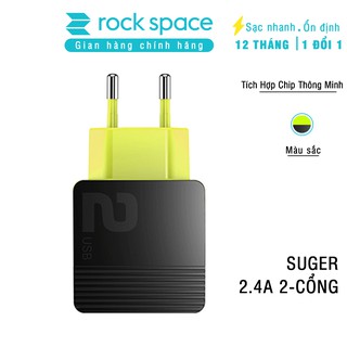 Củ sạc Rock Space Sugar Travel Charger 2.4A 2 cổng USB (Đen)