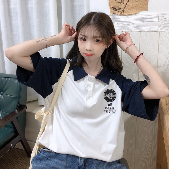 Áo Thun Polo Tay Ngắn Dáng Rộng In Hình Vui Nhộn Phối Màu Tương Phản Cá Tính | BigBuy360 - bigbuy360.vn