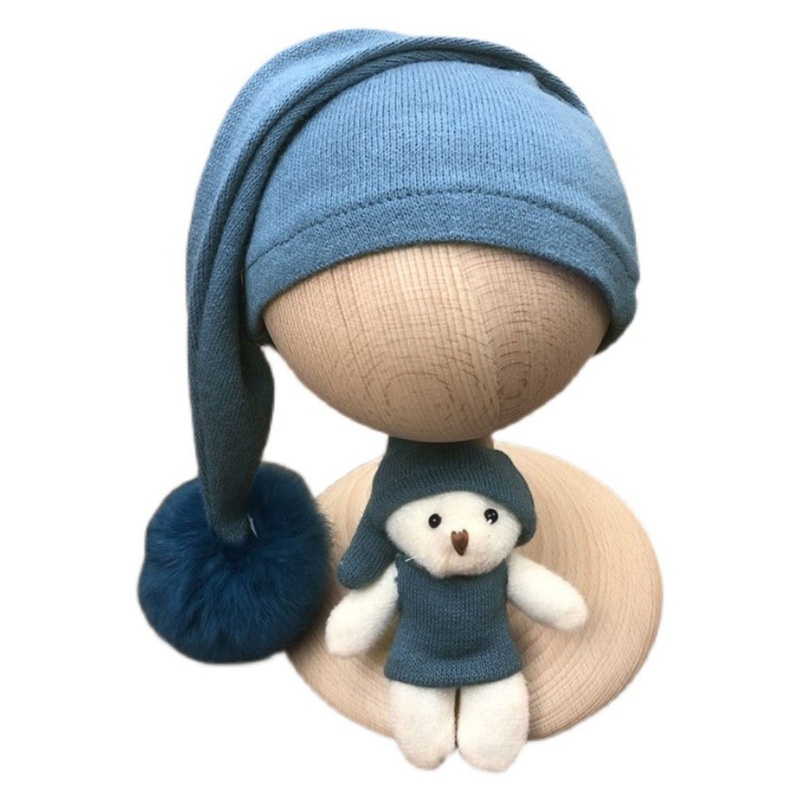 Set 3 Món Đồ Gồm Áo Liền Quần Tay Dài + Nón + Bóng Lông Cho Bé Sơ Sinh Chụp Ảnh