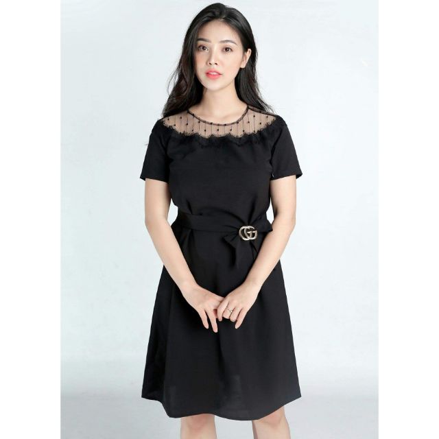 Váy cho con bú ti - 125055TK - Váy suông phối lưới 2 màu (video+ ảnh thật)