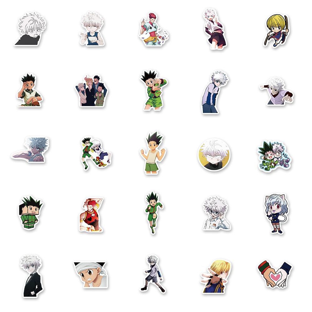 Set 10/25/50 miếng dán trang trí PVC chống nước hình Anime HUNTER X HUNTER