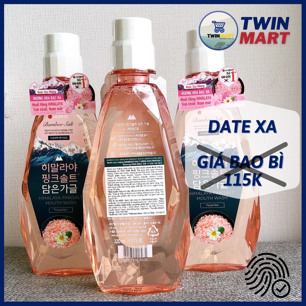 Nước súc miệng Bamboo Himalaya Pink Salt Floral Mint Hương Hoa Bạc Hà 320ml - Hàn quốc