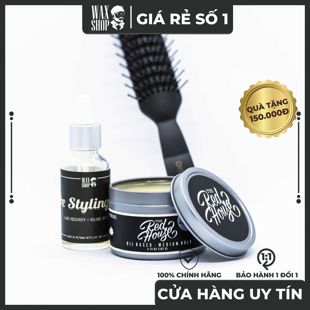 Sáp Vuốt Tóc The Red House Oil Based Medium Hold Pomade⚡[Chính Hãng]⚡Siêu Giữ Nếp tới 24 Tiếng, Tặng Kèm Pre-Styling Oil