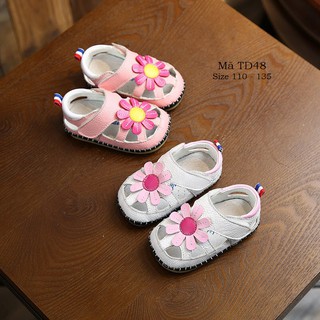 Giày sandal tập đi cao cấp cho bé gái 0 - 18 tháng da mềm đế chống trơn dễ phối TD48