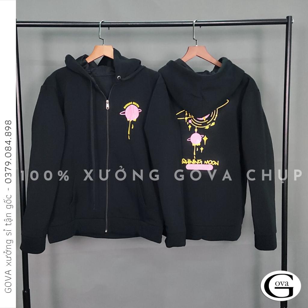 Áo khoác Hoodie nỉ FE SHINING MOON Dây Kéo form rộng ulzzang Unisex áo nỉ bông nữ AKN24 GOVA