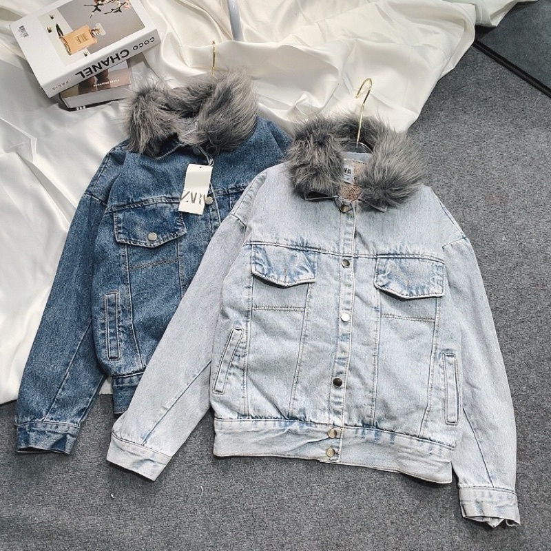 Bán sỉ áo khoác bò mũ lót lông