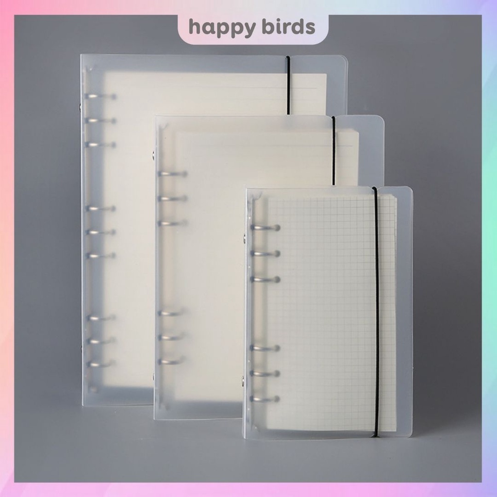 Bìa sổ còng Binder A5 A6 A7 6 còng sắt, bìa nhựa làm sổ planner bullet journal (KHÔNG KÈM GIẤY) HappyBirds