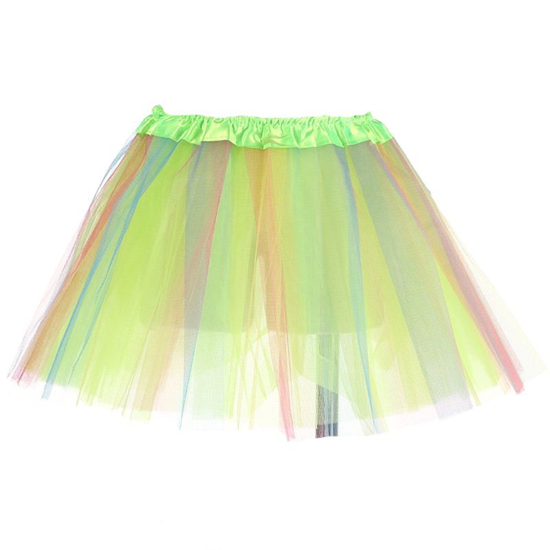 ❤Toddler Girl Triple Contrast Color Patchwork Tutu Skirt Satin Waistband Pleated Ballet Dance