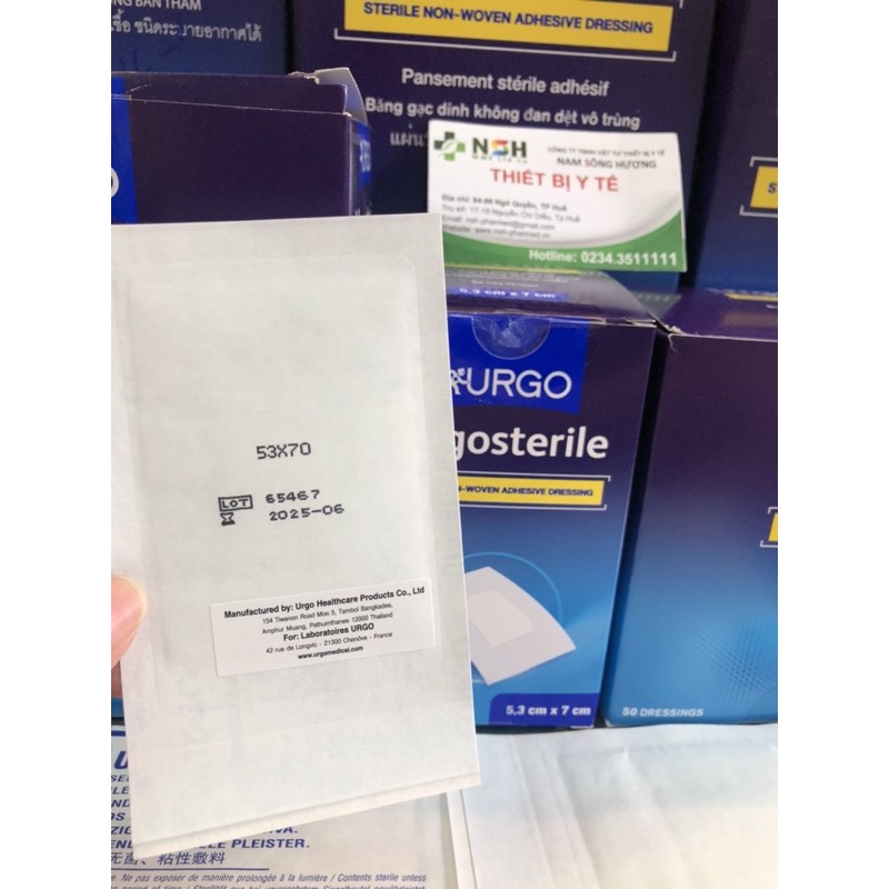 [HÀNG THÁI] Băng keo dán miếng dán có kèm gạc vô trùng hút dịch bảo vệ vết thương sau mổ URGO URGOSTERILE 150mm x 90mm