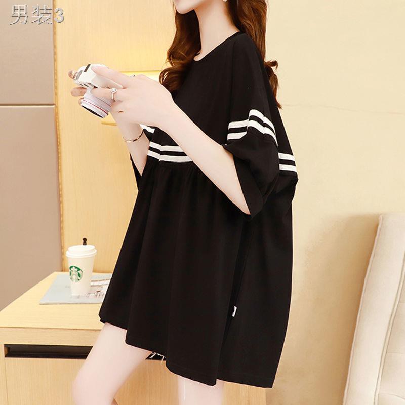 ☄✿cotton mùa hè váy bầu bà thời trang, nhỏ, suông, kiểu tây, ngắn lưới a-line nổi tiếng