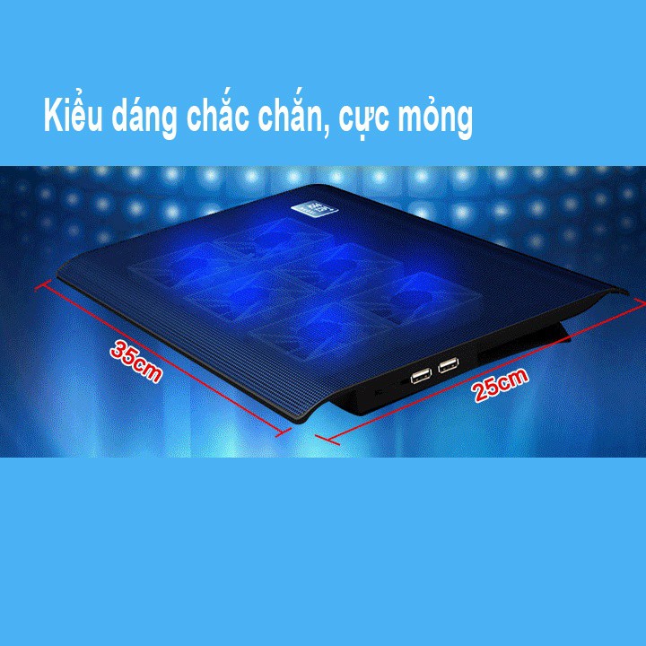 [Mã SKAMSALE03 giảm 10% đơn 200k] Đế tản nhiệt Laptop L112 - 6 quạt cực mạnh, chạy cực êm, đèn xanh dịu mắt.