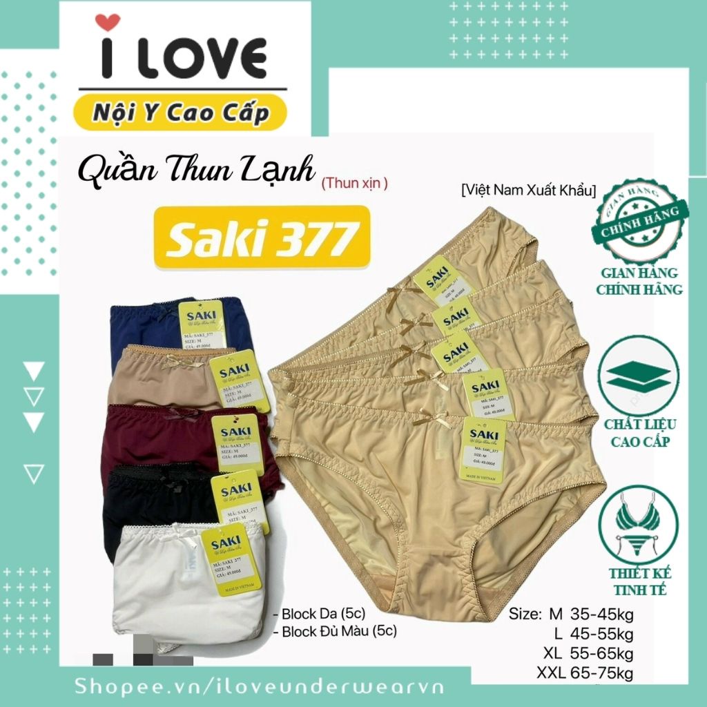 Quần Lót Nữ Saki Thun Lạnh Co Giãn - Mã 377 Chất Co Giãn, Mát Mịn