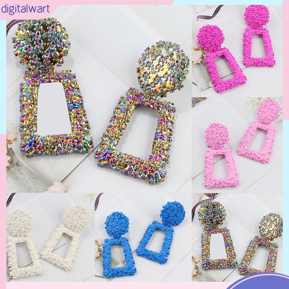 Đôi Bông Tai Dáng Rơi Họa Tiết Hình Thang Thời Trang Cho Nữ