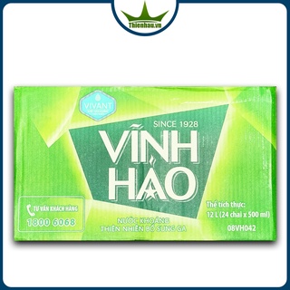 Thùng Nước khoáng Vĩnh Hảo có gas (24 chai 500ml)