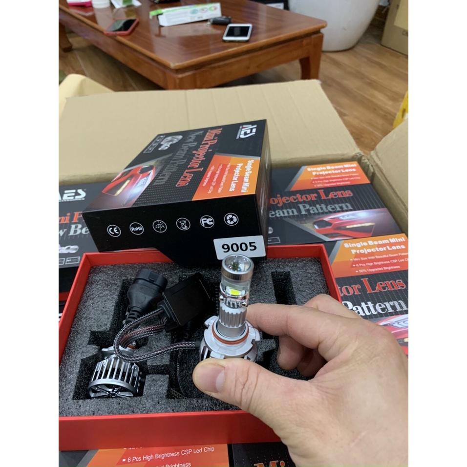 Bi led mini AES HYPER chân H7, H11, 9005, 9006- hàng chính hãng