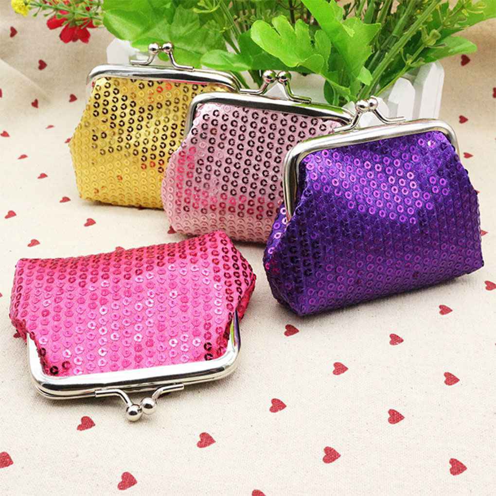 Womens Small Sequin Wallet Card Holder Coin Purse Clutch Handbag for Festival Gift