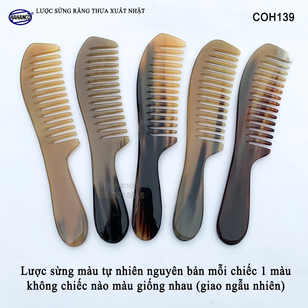 Lược Sừng Răng Thưa Xuất Nhật HAHANCO (Size:L-20cm) Dùng Cho Tóc Xoăn Xù Rối- COH139
