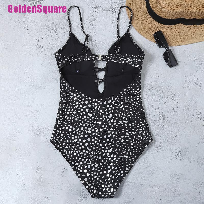 [Golden] Womens Bikini One Piece Cut Out Swimsuit Sexy Monokini Bathing Suit